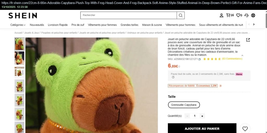 法国毛绒玩具召回：Jouet en peluche de Capybara — 窒息与勒颈风险